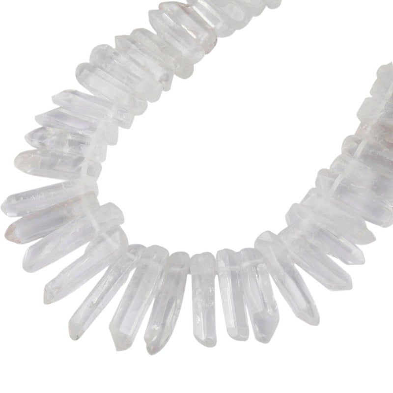 SUNYIK Natural Rock Quartz Crystal Points Quartz Polished Sticks Spikes Point Beads 15 inch Strand Drilled - Image 3
